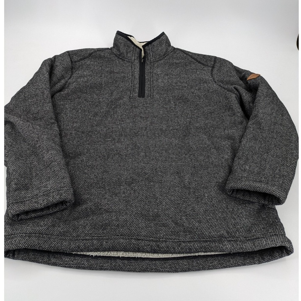 Orvis Mens XL‎ Quarter Zip Pullover Sweater Sherpa Lined Fleece Jacket Gray Knit